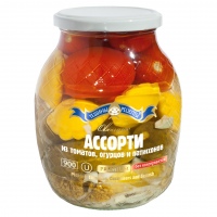 TJOSHINI RECEPTI Premium dārzeņu asorti (gurķi, tomāti, patisoni), 840g 